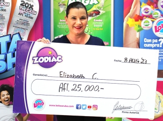 Elizabeth a gana 25 mil hungando wega di Zodiac